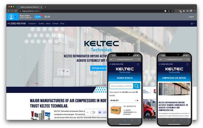 Keltec Mobile optimized e-commerce website
