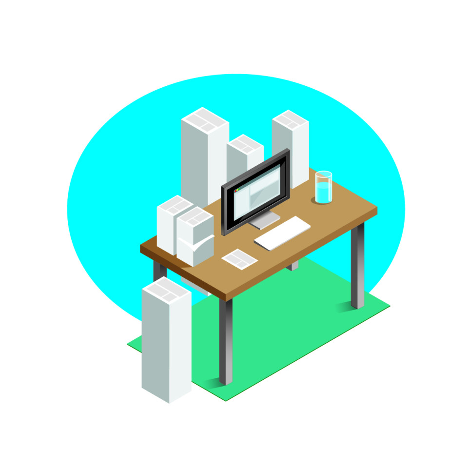 Vector Art - Desk - Orthographic View