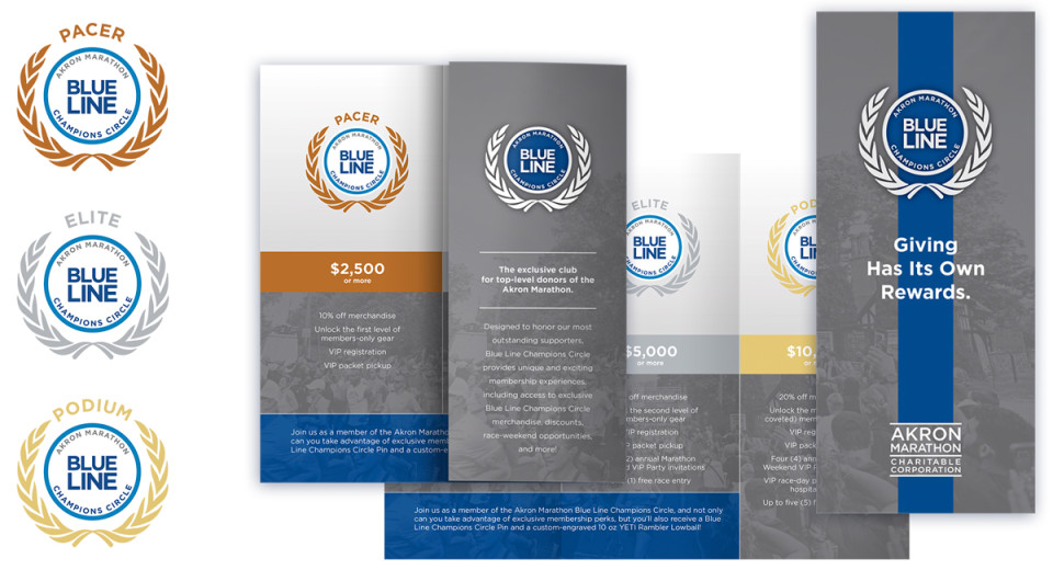Blue Line Champions Circle logo design and collateral