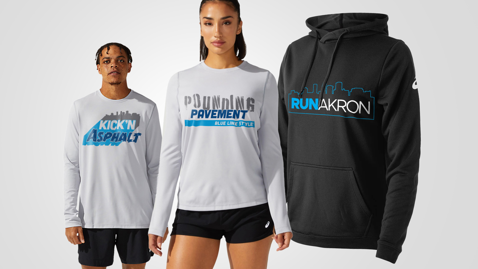 Image of runners wearing merchandise designed by Russ Kern